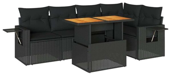 VidaXL Polyrattan Kerti Ülőgarnitúra - 6 részes - Fekete
