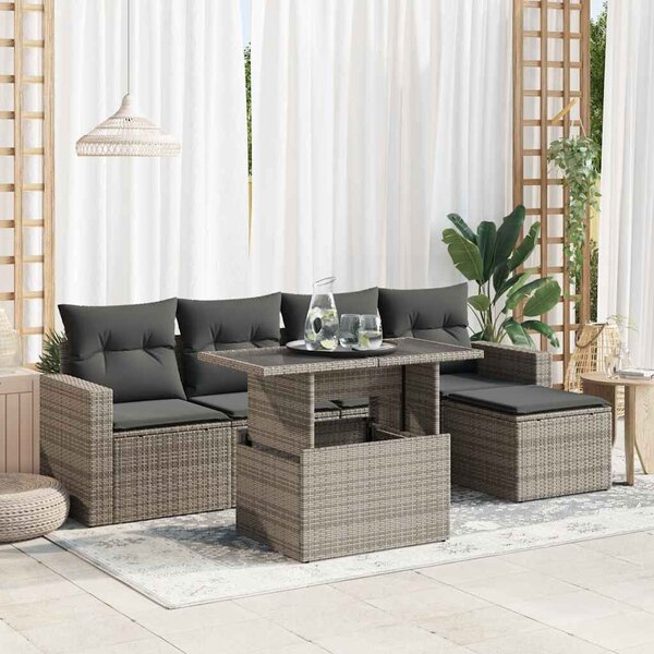 VidaXL Polyrattan Kerti Ülőgarnitúra - 6 részes - Szürke