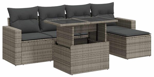 VidaXL Polyrattan Kerti Ülőgarnitúra - 6 részes - Szürke