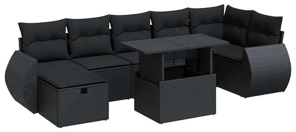 VidaXL Polyrattan Kerti Ülőgarnitúra - 8 részes - Fekete