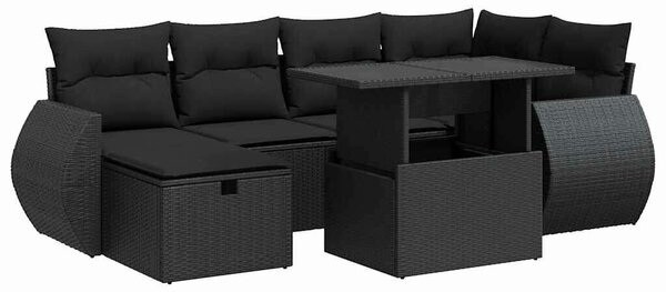 VidaXL 7 részes fekete polyrattan kerti ülőgarnitúra