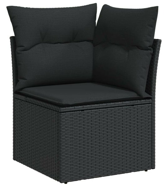 VidaXL 5 részes fekete polyrattan kerti kanapészett párnákkal