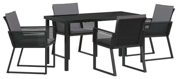 VidaXL Kert étkező szett 5 pcs Fekete Poli rattan