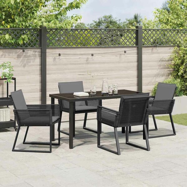 VidaXL Kert étkező szett 5 pcs Fekete Poli rattan
