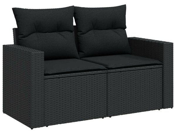 VidaXL 5 részes fekete polyrattan kerti kanapészett párnákkal