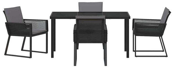 VidaXL Kert étkező szett 5 pcs Fekete Poli rattan