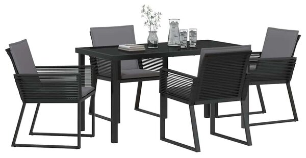 VidaXL Kert étkező szett 5 pcs Fekete Poli rattan