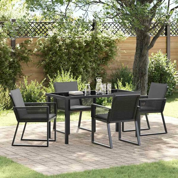 VidaXL Kert étkező szett 5 pcs Fekete Poli rattan