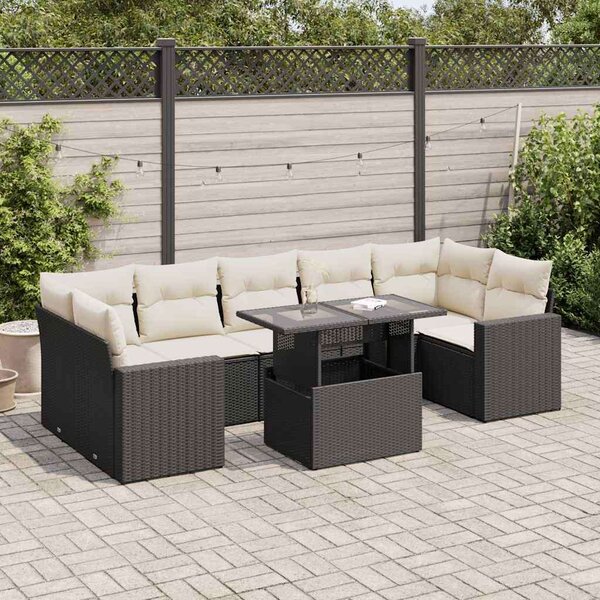 VidaXL Polyrattan Kerti Ülőgarnitúra - 8 részes - Fekete