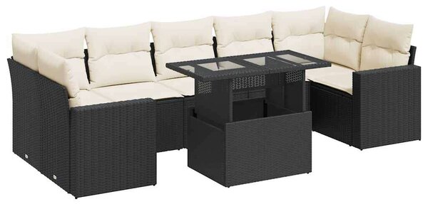 VidaXL Polyrattan Kerti Ülőgarnitúra - 8 részes - Fekete