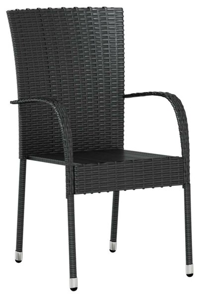 Polyrattan Kerti Étkezőgarnitúra - 3 részes - Fekete
