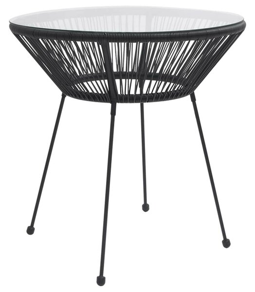 VidaXL 3 részes fekete PVC rattan kültéri étkezőgarnitúra