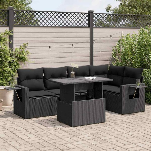 VidaXL Polyrattan Kerti Ülőgarnitúra - 6 részes - Fekete