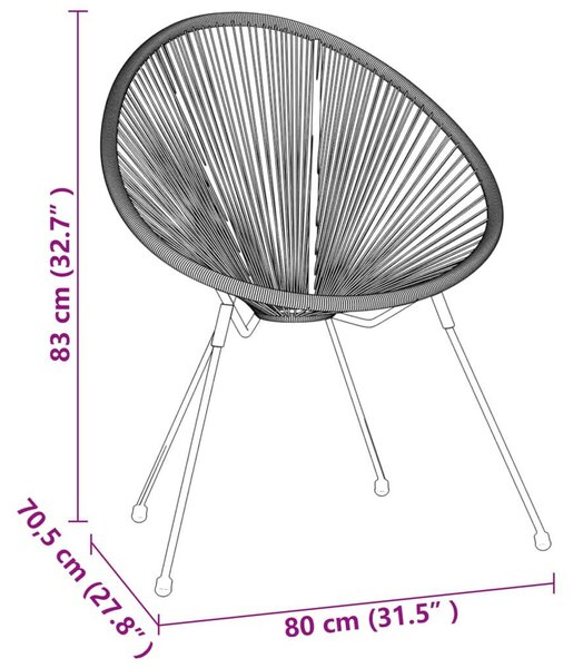 VidaXL 3 részes fekete PVC rattan kültéri étkezőgarnitúra