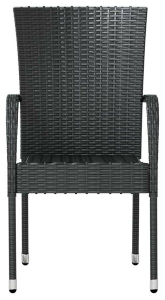 Polyrattan Kerti Étkezőgarnitúra - 3 részes - Fekete