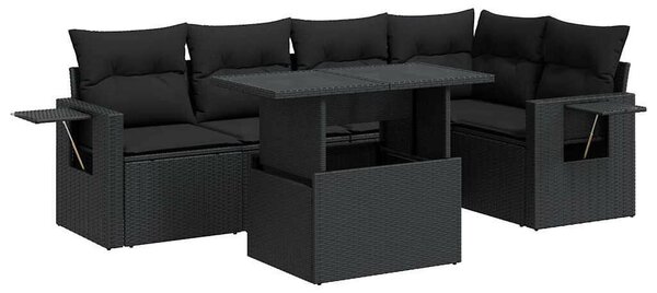 VidaXL Polyrattan Kerti Ülőgarnitúra - 6 részes - Fekete