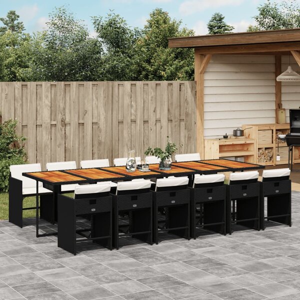 VidaXL Polyrattan Kerti Étkezőgarnitúra - 13 részes - Fekete