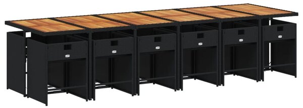VidaXL Polyrattan Kerti Étkezőgarnitúra - 13 részes - Fekete