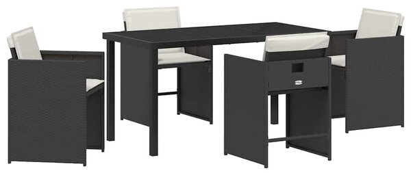 VidaXL Kert étkező szett 5 pcs Fekete polirattan