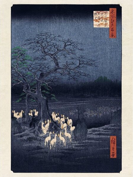 Hokusai - Fox Fires on New Year's Eve at Festmény reprodukció, Utagawa Hiroshige, (30 x 40 cm)