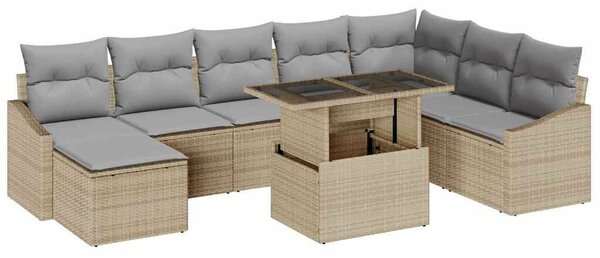 VidaXL Kanapé Szett 9 db Beige és Világosszürke polirattan