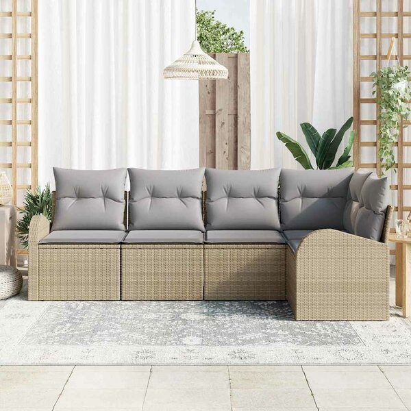 VidaXL Kerti Kanapé Szett párnával 5 pcs Bézs Poli rattan