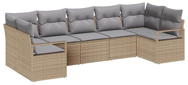 VidaXL Kanapé Szett párnával 7 pcs Bézs polirattan