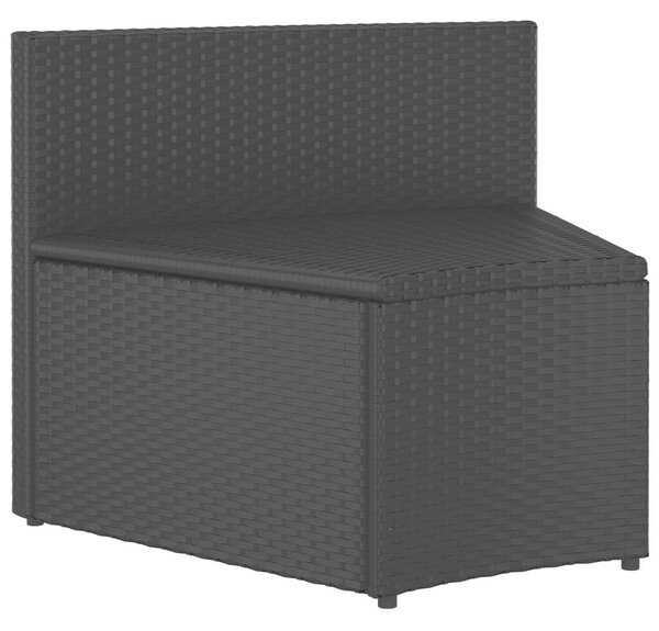 9 részes fekete polyrattan kerti kanapészett párnákkal