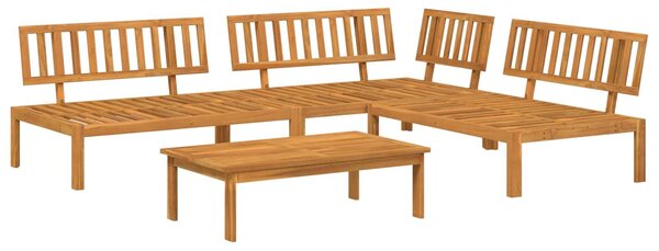 VidaXL Kanapé Szett párnával Egyszínű 4 pcs Bézs Tömör Akácfa