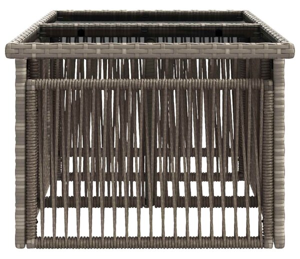 VidaXL Kerti Asztal Szürke 100 x 55 x 37 cm PE Rattan és Üveg