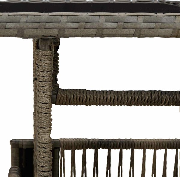 VidaXL Kerti Asztal Szürke 100 x 55 x 37 cm PE Rattan és Üveg