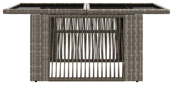 VidaXL Kerti Asztal Szürke 100 x 55 x 37 cm PE Rattan és Üveg