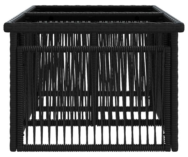 VidaXL Kerti Asztal Fekete 100 x 55 x 37 cm PE Rattan és Üveg