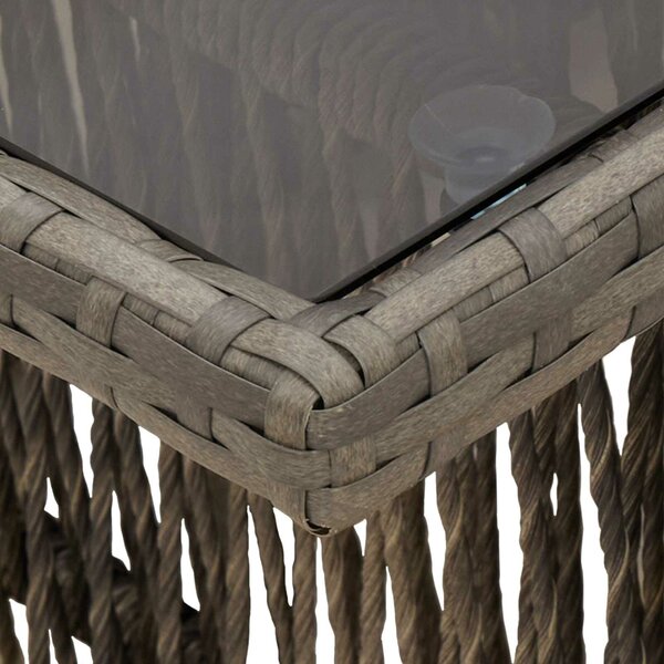 VidaXL Kerti Asztal Szürke 100 x 55 x 37 cm PE Rattan és Üveg