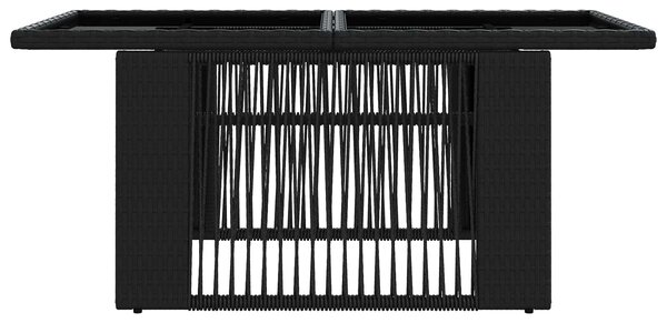 VidaXL Kerti Asztal Fekete 100 x 55 x 37 cm PE Rattan és Üveg