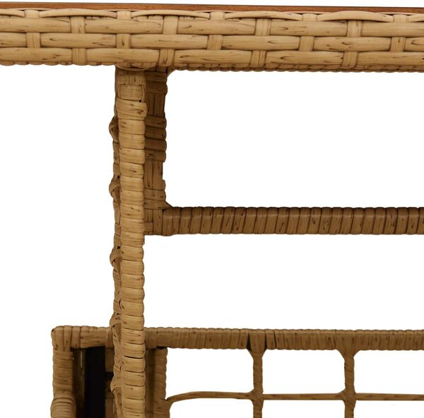 VidaXL Kerti Asztal Természetes 100 x 55 x 37 cm PE Rattan és Üveg