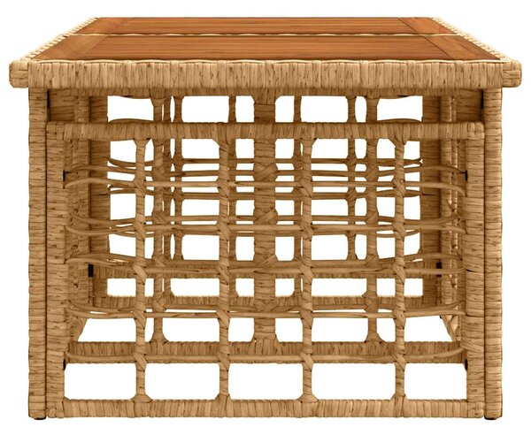 VidaXL Kerti Asztal Természetes 100 x 55 x 37 cm PE Rattan és Üveg