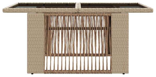 VidaXL Kerti Asztal Bézs 100 x 55 x 37 cm PE Rattan és Üveg