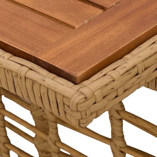 VidaXL Kerti Asztal Természetes 100 x 55 x 37 cm PE Rattan és Üveg
