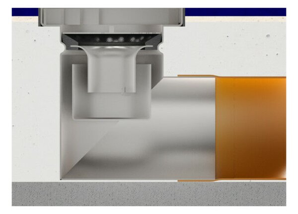 STAINLESS inox padlóösszefolyó – 150×150 mm, csúszásgátló rács, oldalsó kimenet DN110