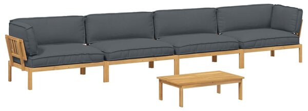 VidaXL Kanapé Szett párnával Egyszínű 5 pcs Antracit Tömör Akácfa