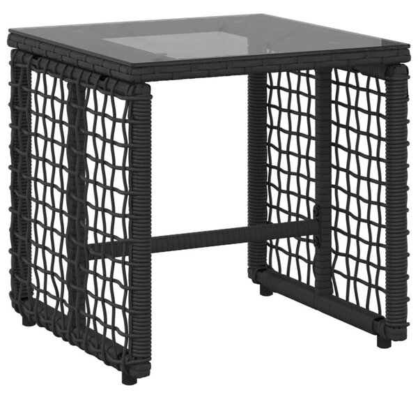 Kültéri Bútor Szett párnával 3 pcs Fekete és Fehér