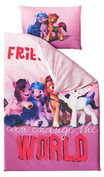 MY LITTLE PONY FRIENDSHIP rózsaszín ágyneműgarnitúra + Jersey lepedő 90x200cm