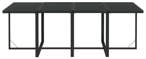 Polyrattan Kerti Étkezőgarnitúra - 9 részes - Fekete