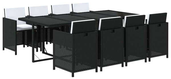 Polyrattan Kerti Étkezőgarnitúra - 9 részes - Fekete
