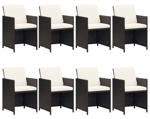 Polyrattan Kerti Étkezőgarnitúra - 9 részes - Fekete