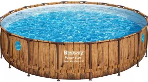 Bestway: Power Steel Swim Vista prémium fa hatású fémvázas medence szett - 488 x 122 cm