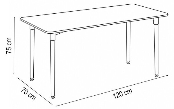 Silla 120 cm szögletes étkezőasztal fekete