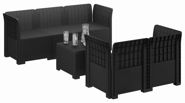 VidaXL 5 személyes kerti kanapé rattan hatású PP Antracit