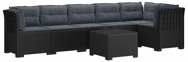 VidaXL 6 személyes kerti kanapé párnákkal, rattan hatású PP